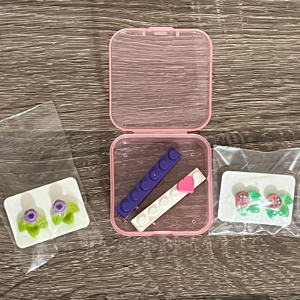 Hand-Made Lego Earrings & Hair Clips Bundle